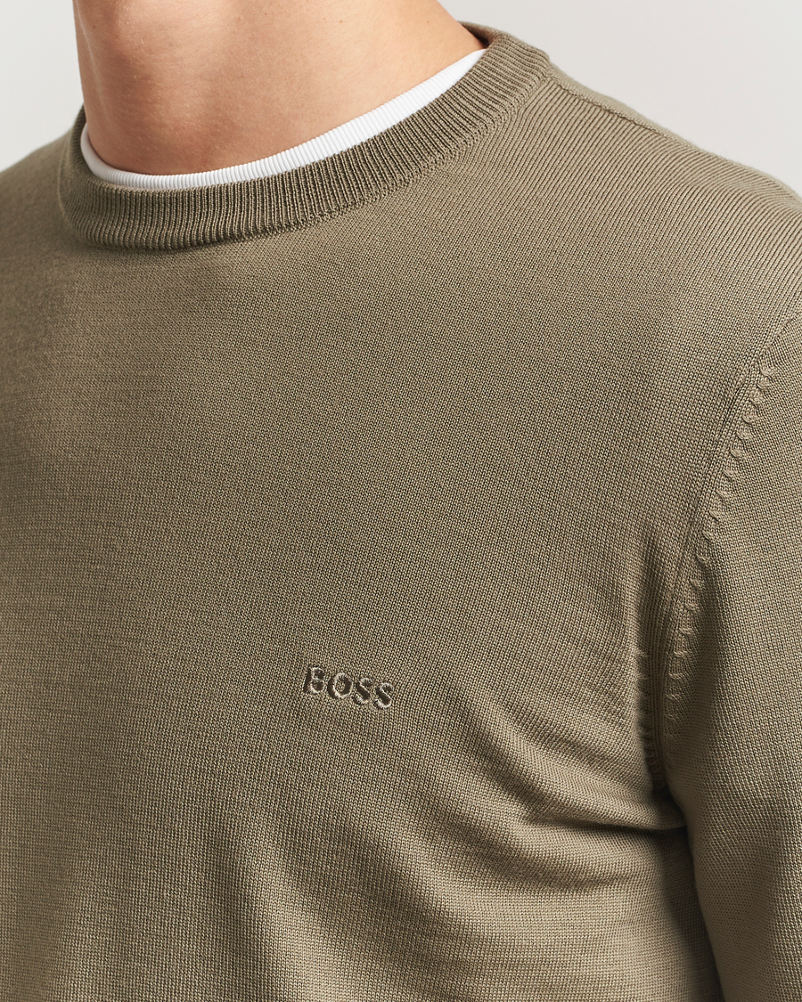 Herr | Tröjor | BOSS BLACK | Botto Merino Knitted Pullover Open Brown