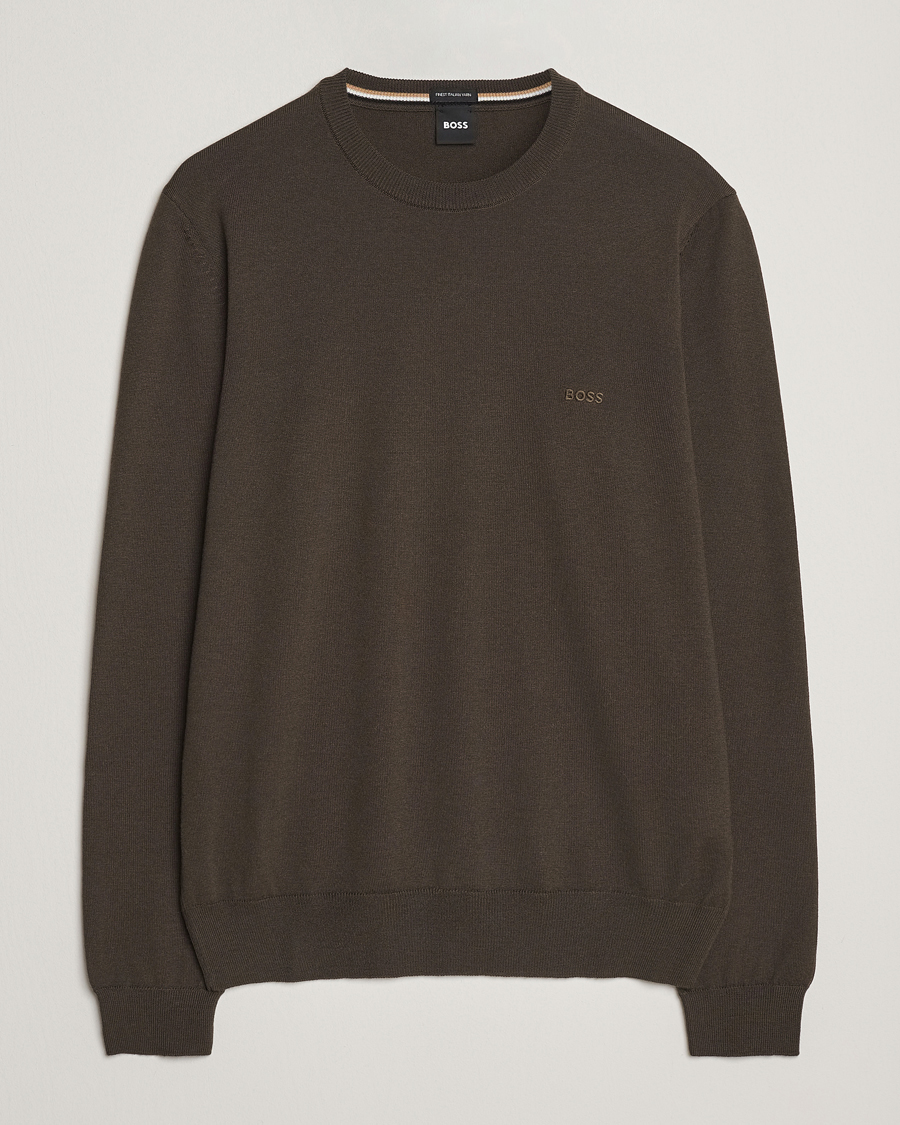 Herr | Tröjor | BOSS BLACK | Botto Merino Knitted Pullover Open Green