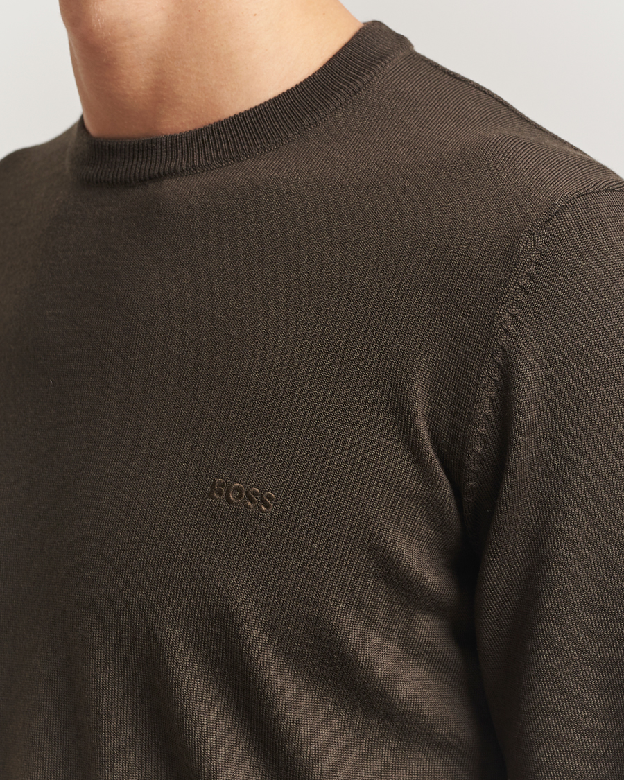 Herr | Tröjor | BOSS BLACK | Botto Merino Knitted Pullover Open Green
