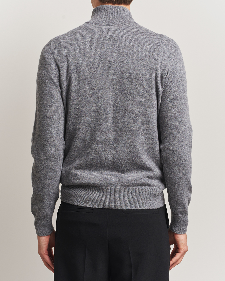 Herr | Tröjor | BOSS BLACK | Hemarlo Wool/Cashmere Half Zip Medium Grey