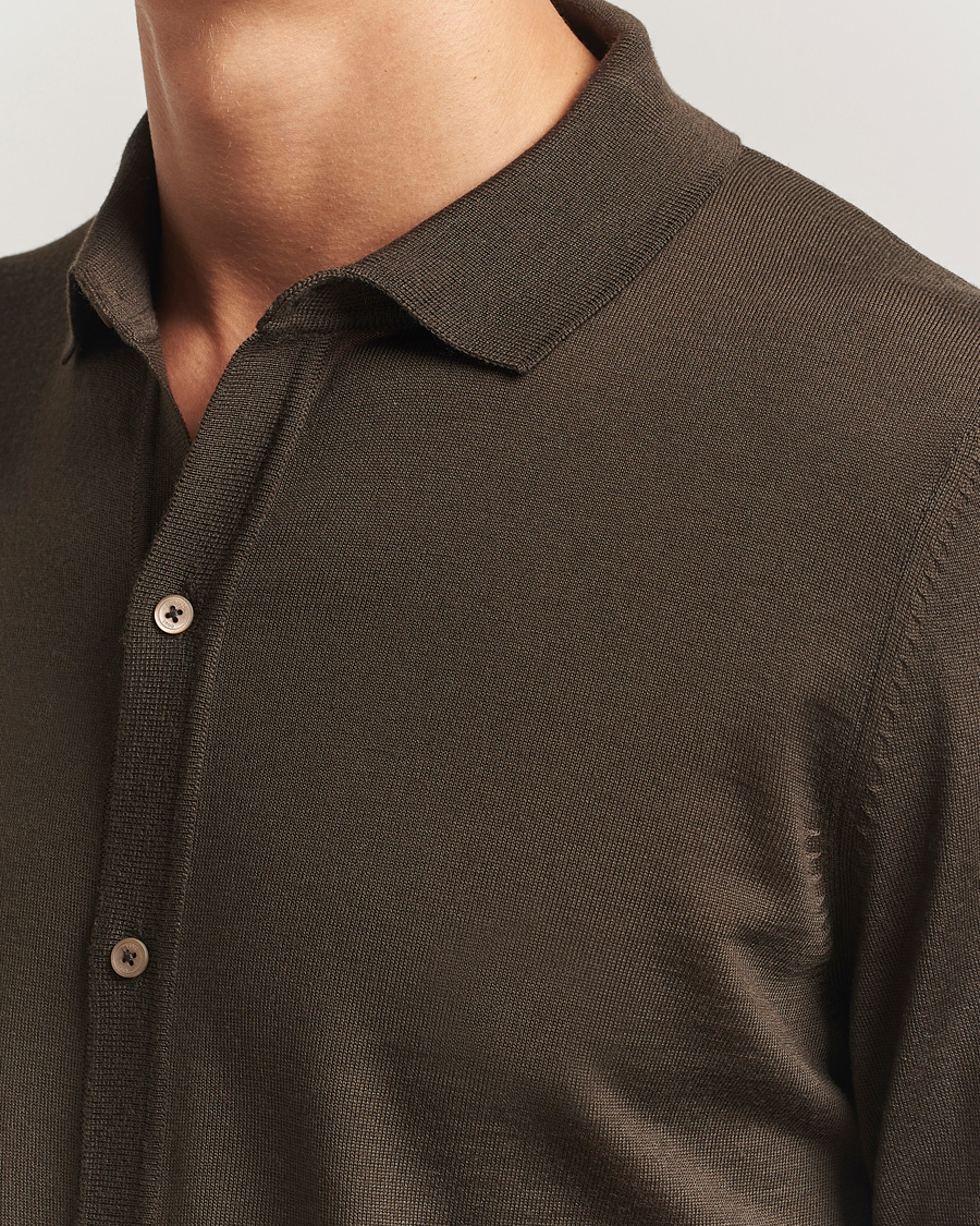 Herr | Tröjor | BOSS BLACK | Helbert Wool Cardigan Open Green