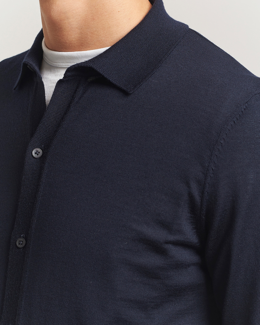 Herr | Tröjor | BOSS BLACK | Helbert Wool Cardigan Dark Blue