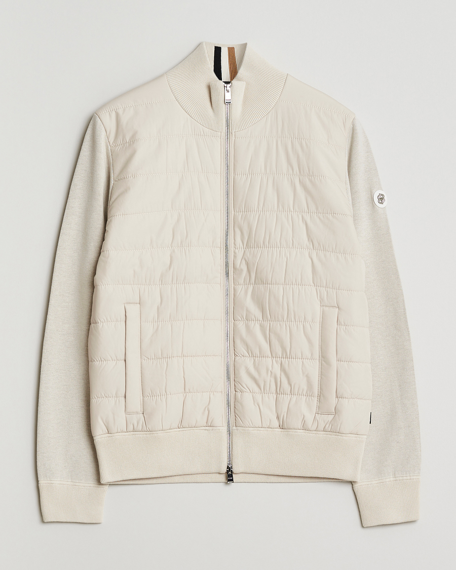Herr | Tröjor | BOSS BLACK | Hernest Hybrid Full Zip Open White