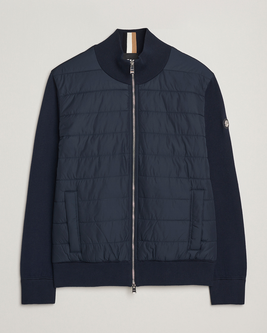 Herr | Tröjor | BOSS BLACK | Hernest Hybrid Full Zip Dark Blue