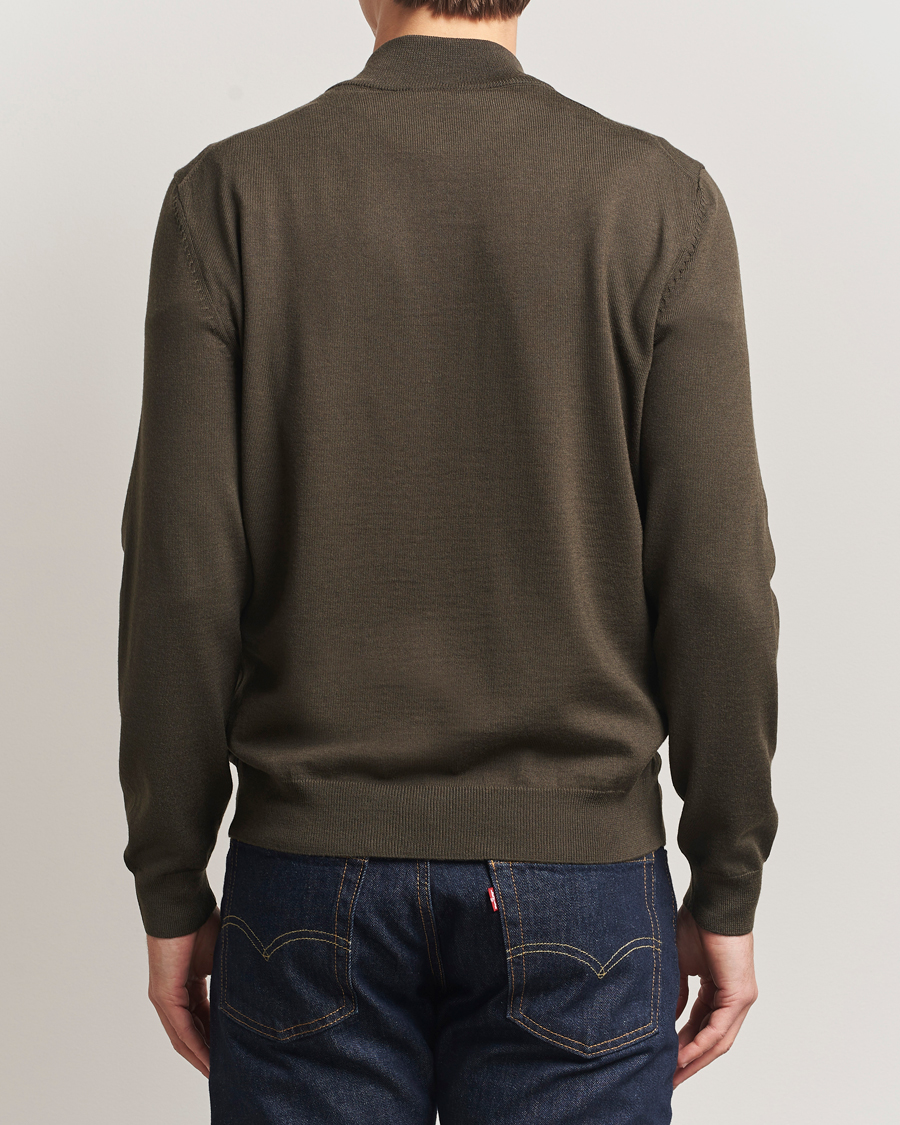 Herr | Tröjor | BOSS BLACK | Ebenji Merino Knitted Half Zip Open Green