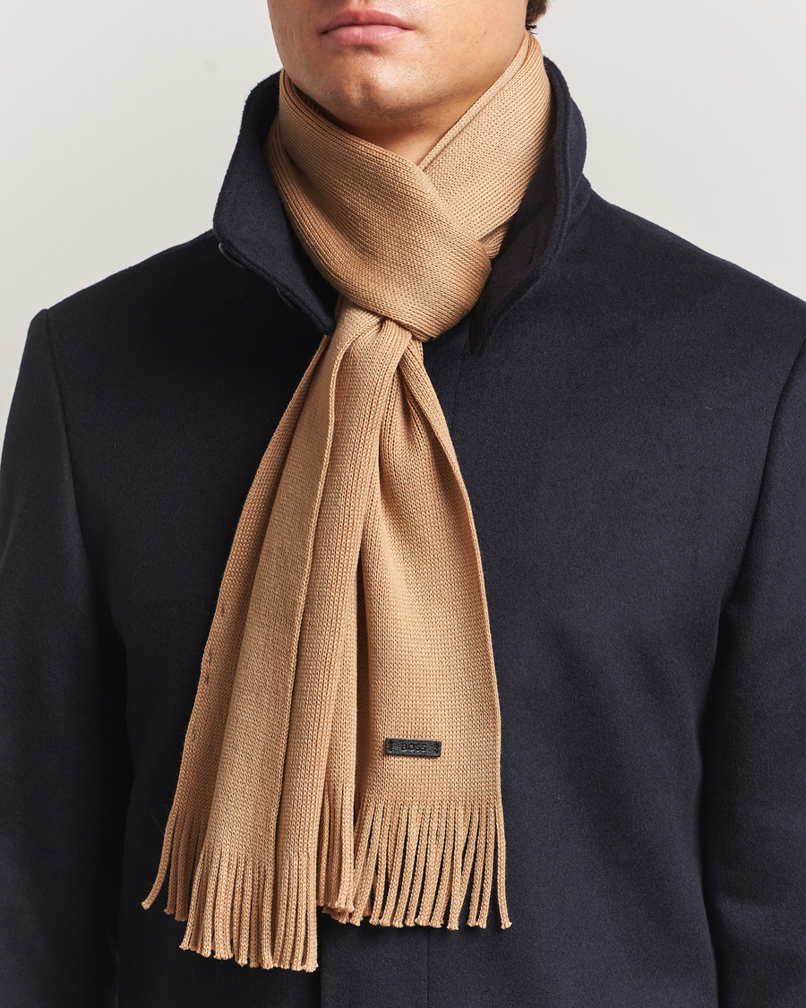 Herr | Halsdukar | BOSS BLACK | Albas Wool Scarf Medium Beige