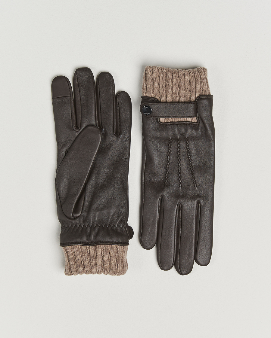 Herr | Handskar | BOSS BLACK | Hyden Leather Glove Dark Brown