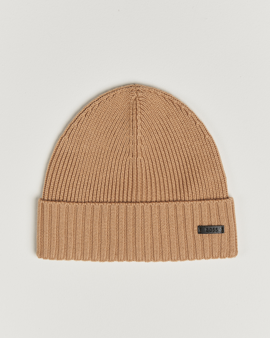 Herr | Mössor | BOSS BLACK | Fati Wool Beanie Medium Beige