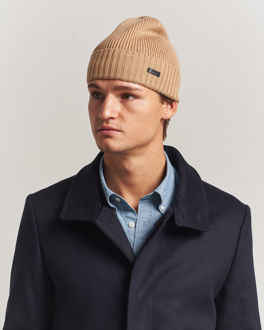 Herr | Mössor | BOSS BLACK | Fati Wool Beanie Medium Beige