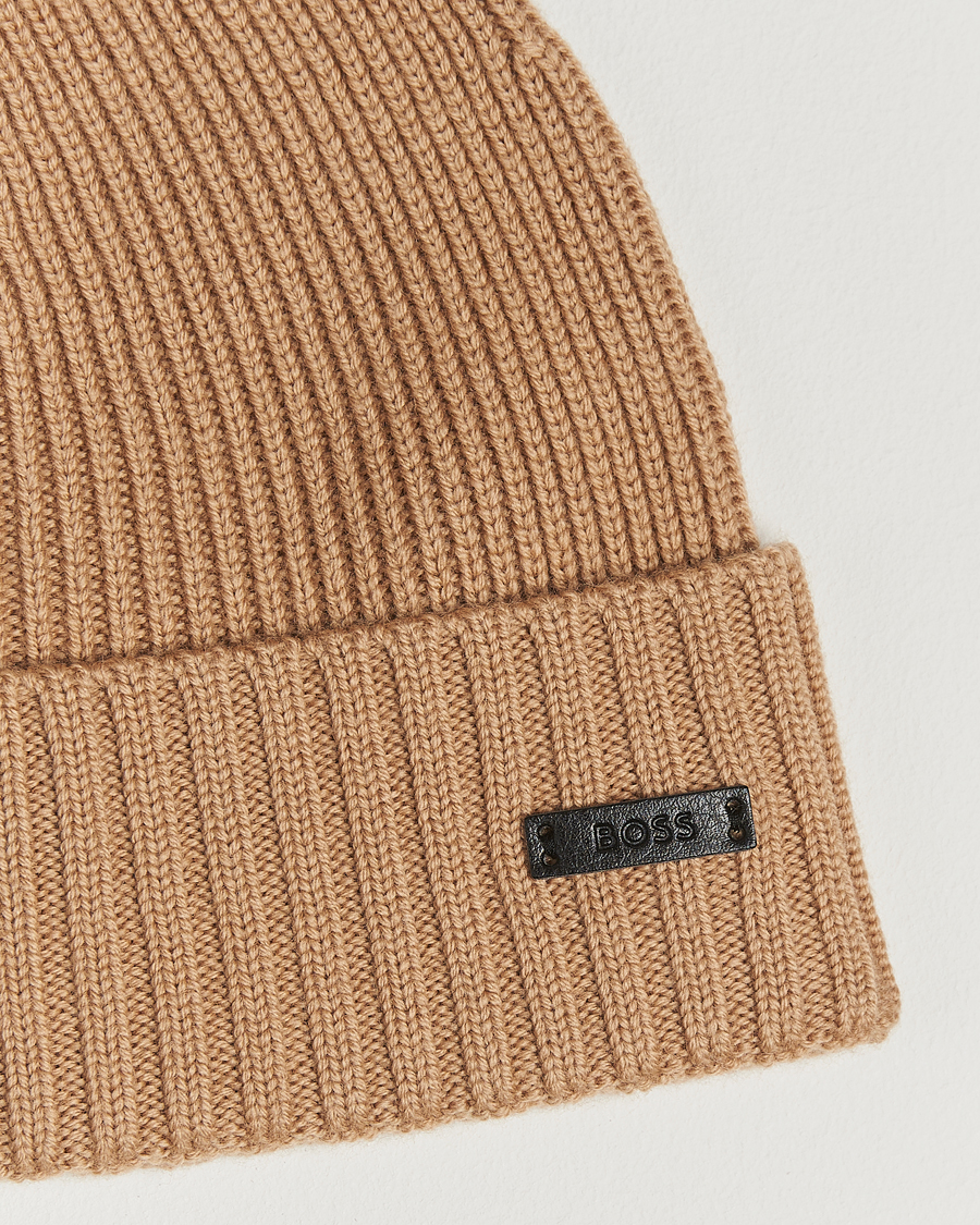 Herr | Mössor | BOSS BLACK | Fati Wool Beanie Medium Beige