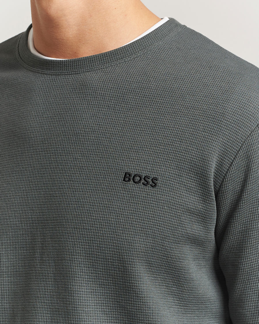 Herr | Pyjamas & Morgonrockar | BOSS BLACK | Waffle Long Sleeve Pyjama T-Shirt Open Green