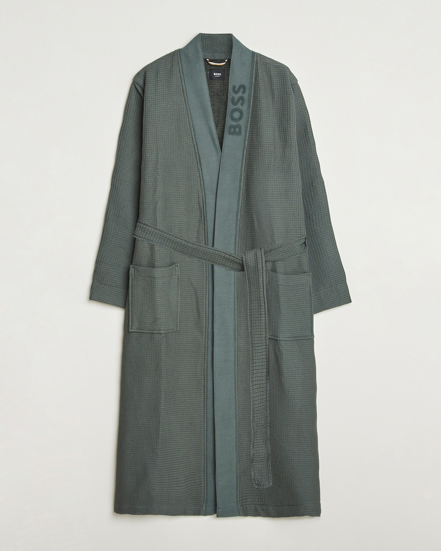 Herr | Pyjamas & Morgonrockar | BOSS BLACK | Waffle Kimono Open Green