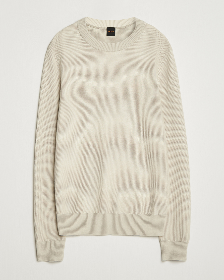Herr | Tröjor | BOSS ORANGE | Klapok Knitted Crew Neck Sweater Light Beige
