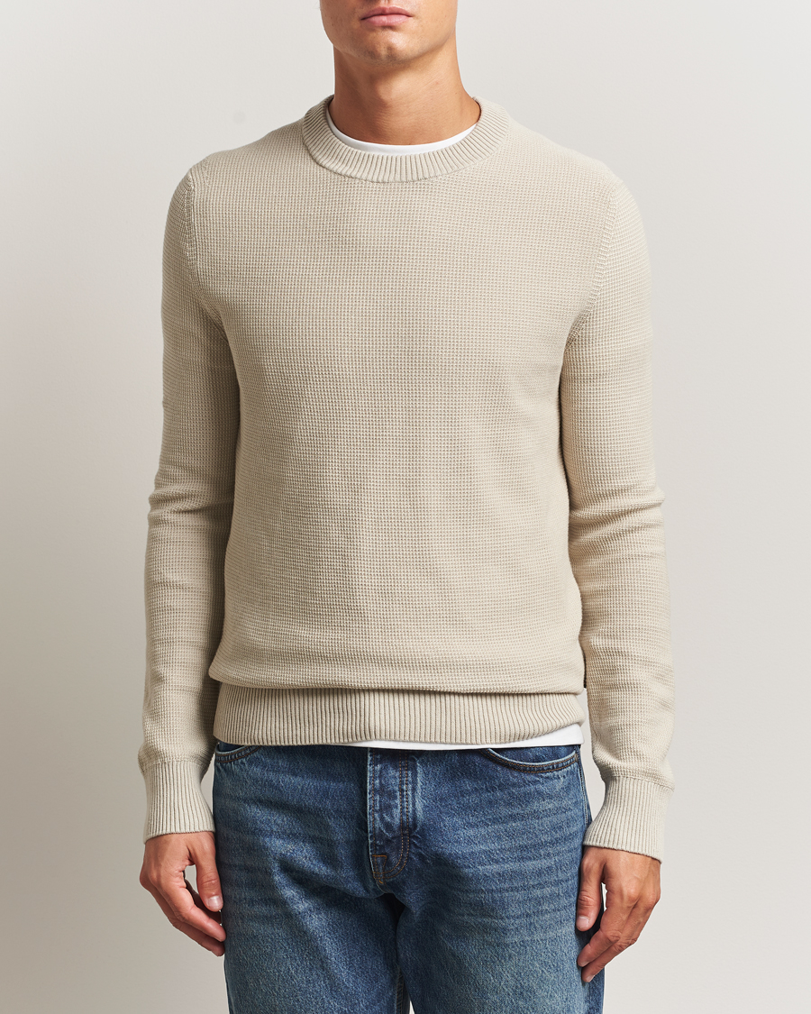 Herr | Tröjor | BOSS ORANGE | Klapok Knitted Crew Neck Sweater Light Beige