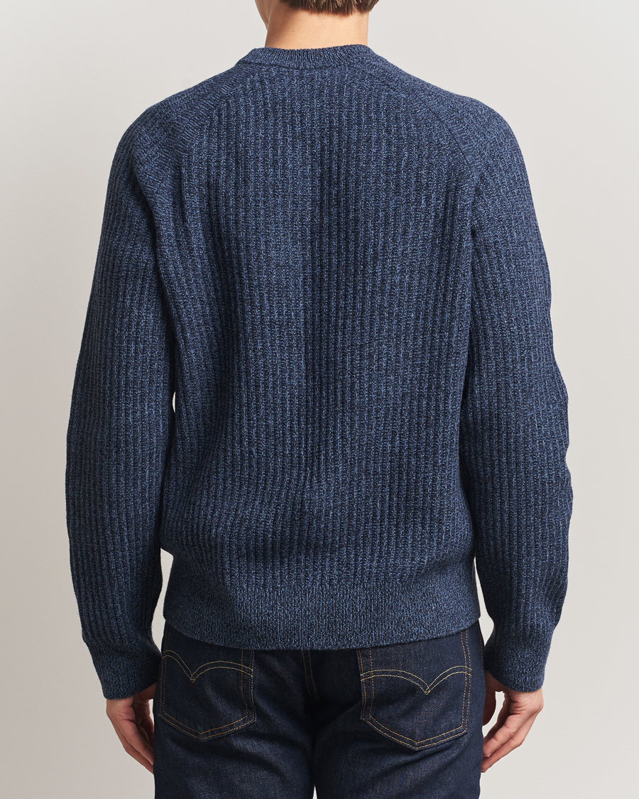 Herr | Tröjor | BOSS ORANGE | Klacier Ribbed Wool Knitted Sweater Open Blue