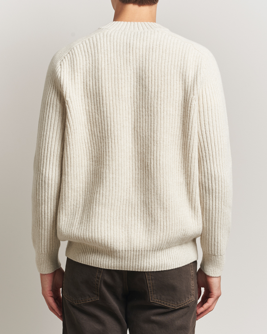Herr | Tröjor | BOSS ORANGE | Karinet Ribbed Wool Knitted V-Neck Light Beige