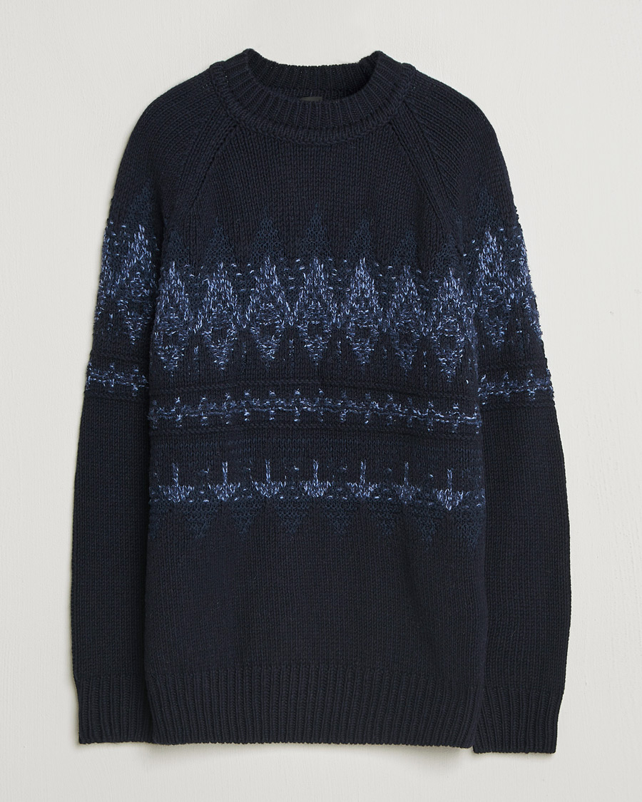 Herr | Tröjor | BOSS ORANGE | Karombo Wool Fairisle Sweater Dark Blue