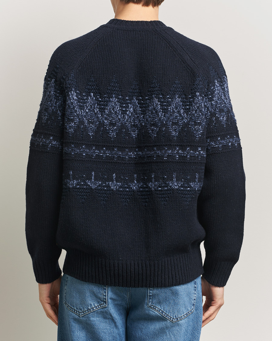 Herr | Tröjor | BOSS ORANGE | Karombo Wool Fairisle Sweater Dark Blue