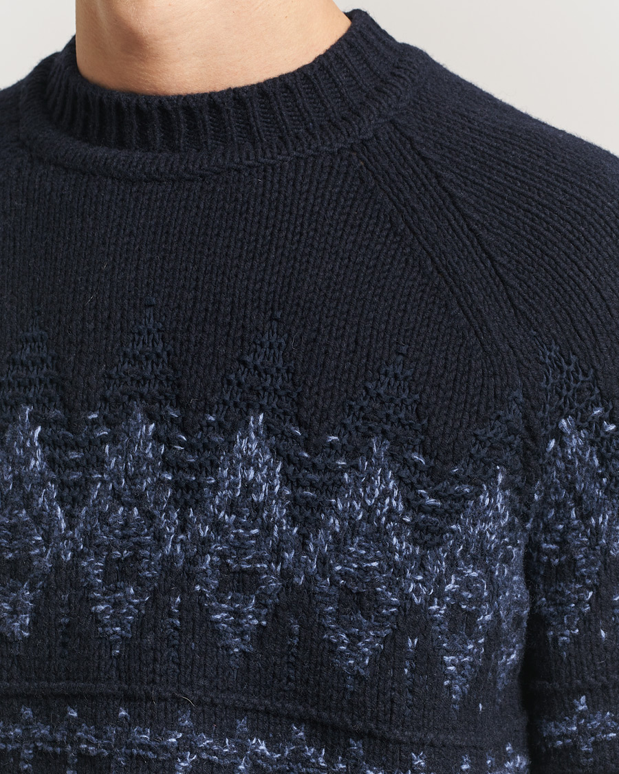 Herr | Tröjor | BOSS ORANGE | Karombo Wool Fairisle Sweater Dark Blue