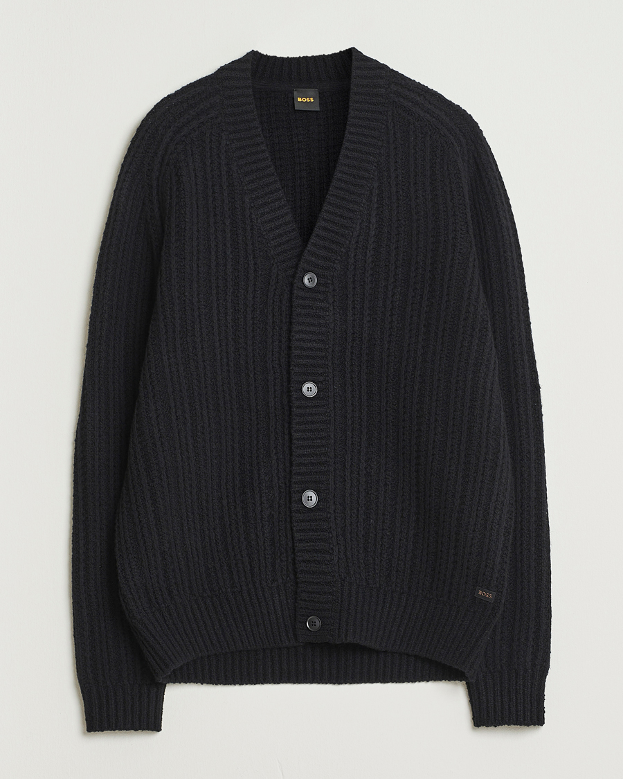 Herr | Tröjor | BOSS ORANGE | Kortho Wool Knitted Cardigan Black