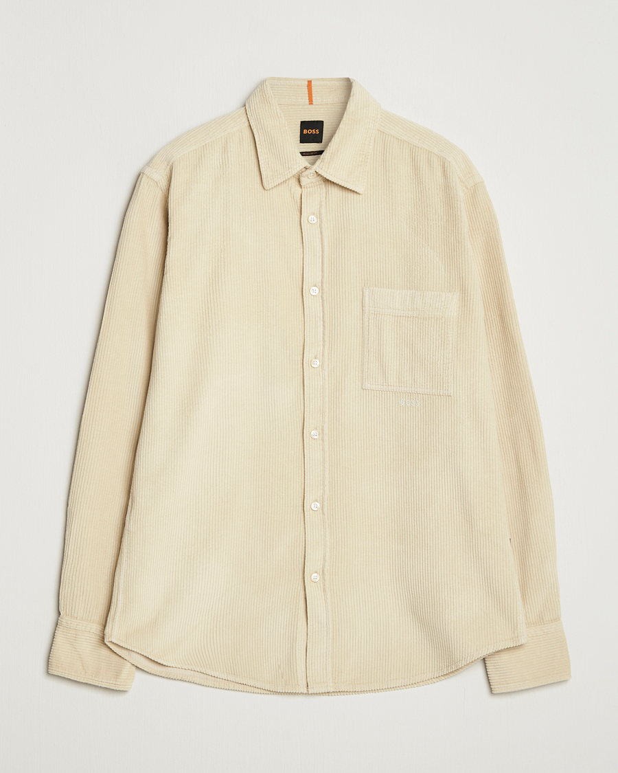 Herr | Skjortor | BOSS ORANGE | Relegant Corduroy Shirt Light Beige