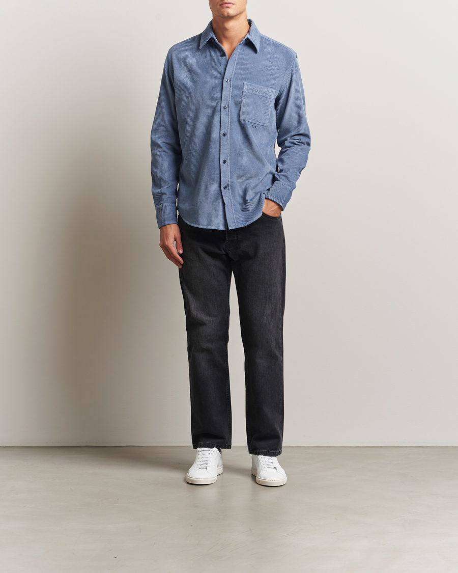 Herr | Skjortor | BOSS ORANGE | Relegant Corduroy Shirt Open Blue