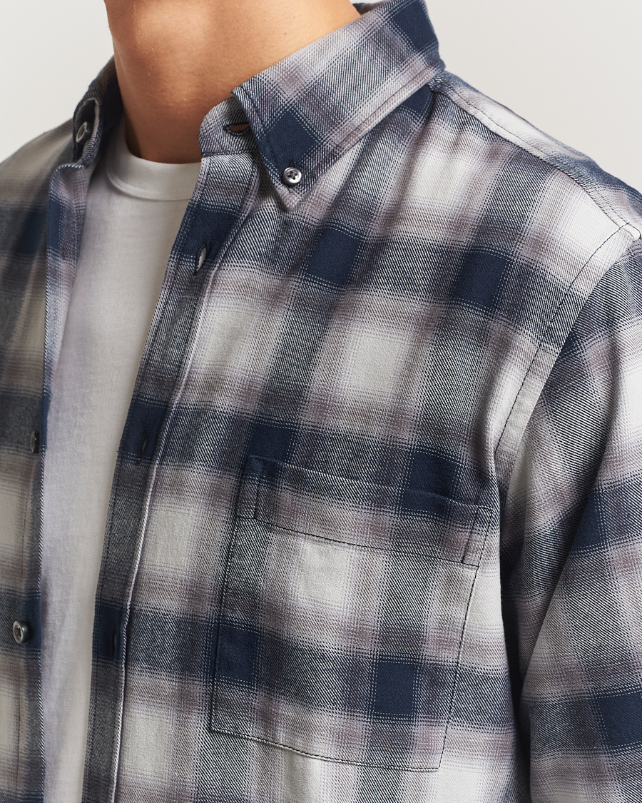 Herr | Skjortor | BOSS ORANGE | Rickert Brushed Cotton Checked Shirt Open Grey