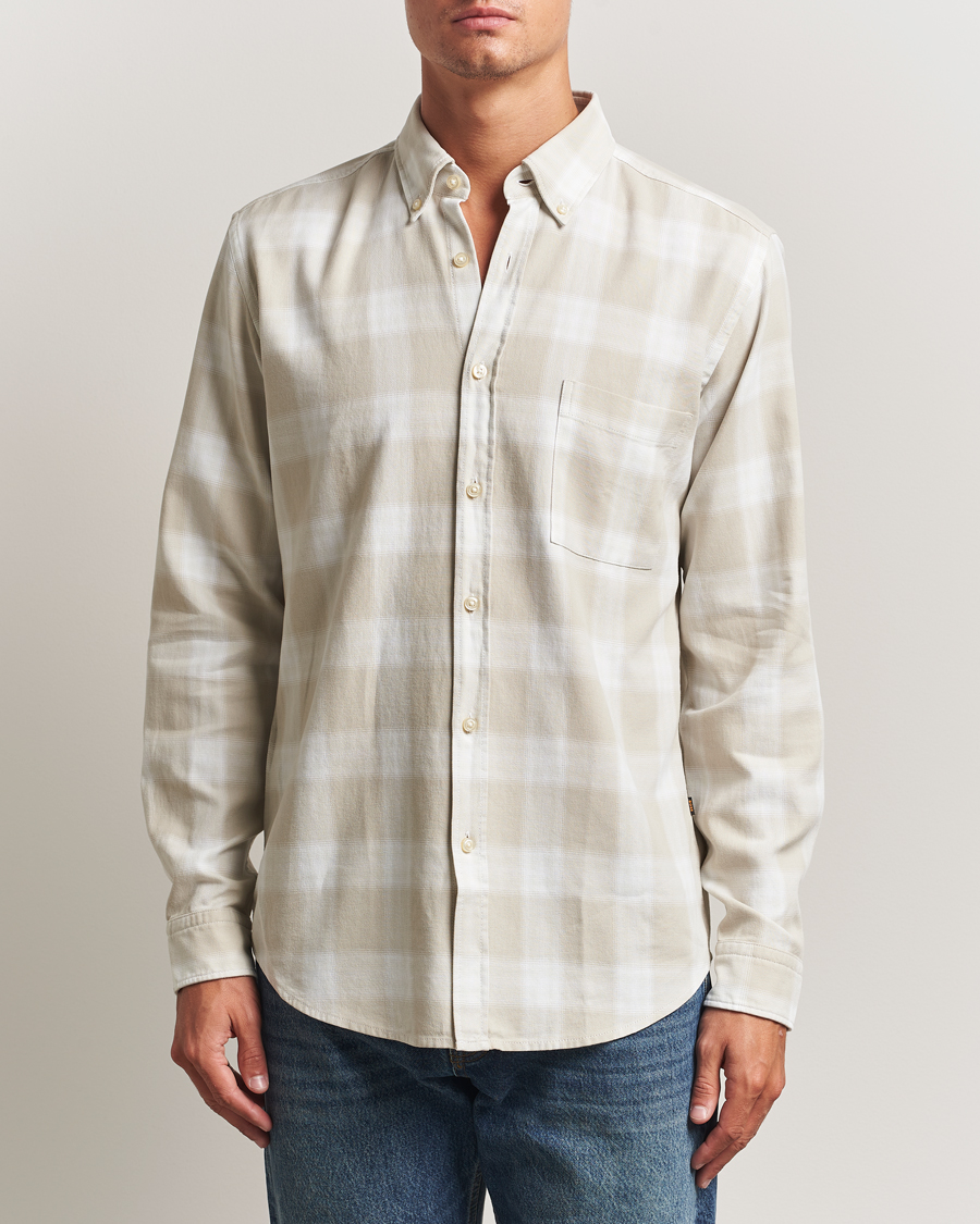Herr | Skjortor | BOSS ORANGE | Rickert Brushed Cotton Checked Shirt Light Beige