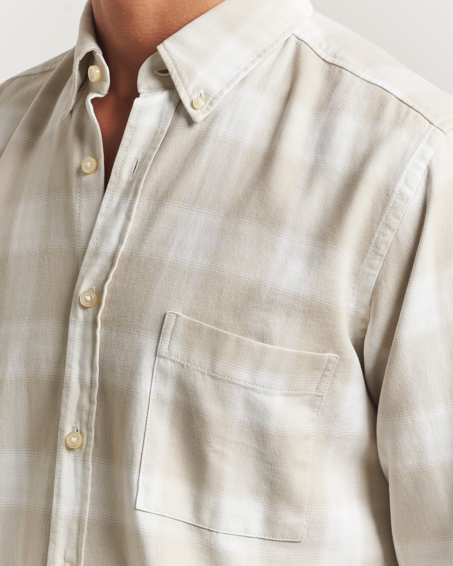 Herr | Skjortor | BOSS ORANGE | Rickert Brushed Cotton Checked Shirt Light Beige
