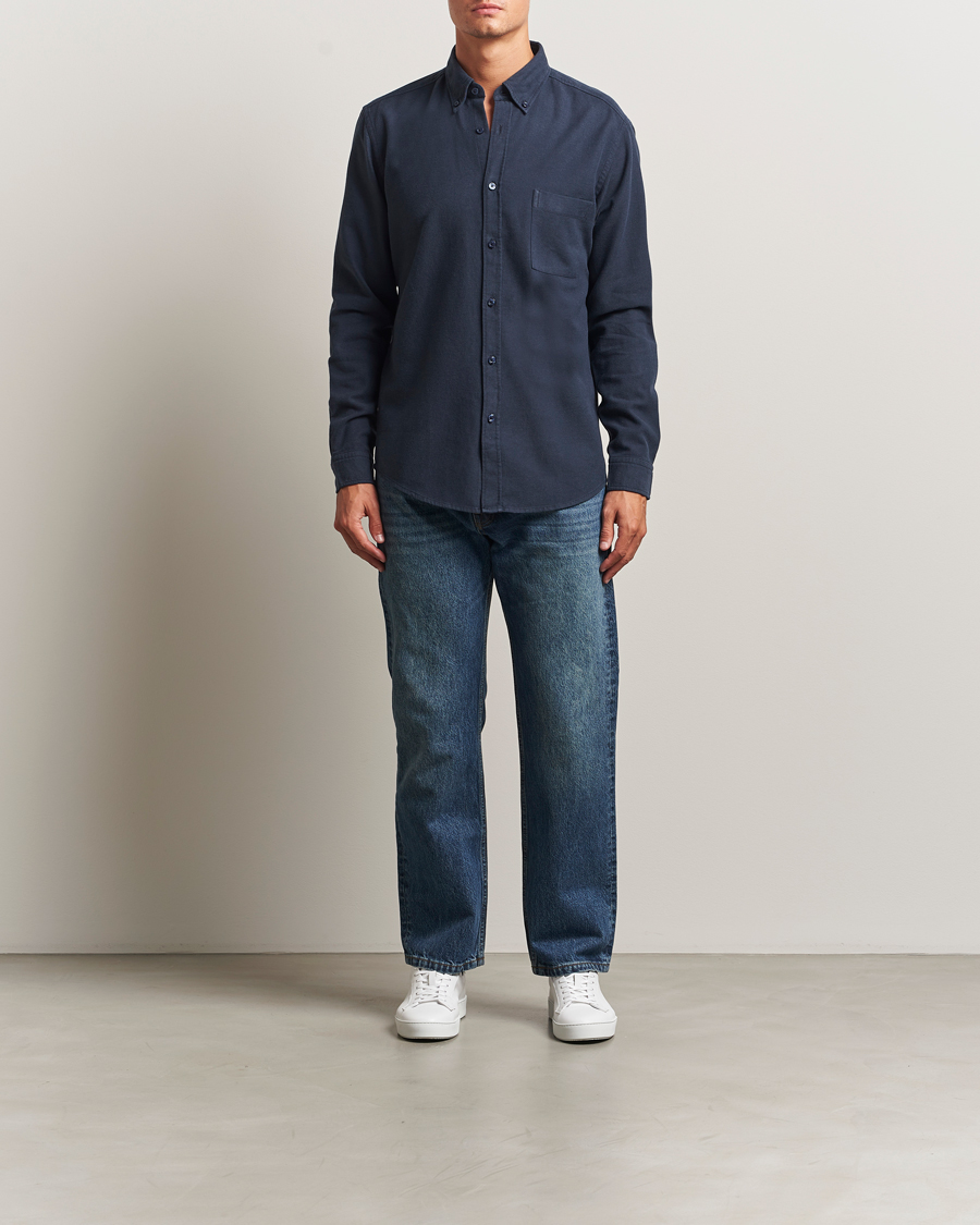 Herr | Skjortor | BOSS ORANGE | Rickert Brushed Cotton Shirt Dark Blue