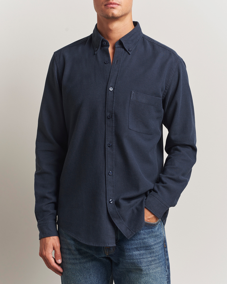 Herr | Skjortor | BOSS ORANGE | Rickert Brushed Cotton Shirt Dark Blue