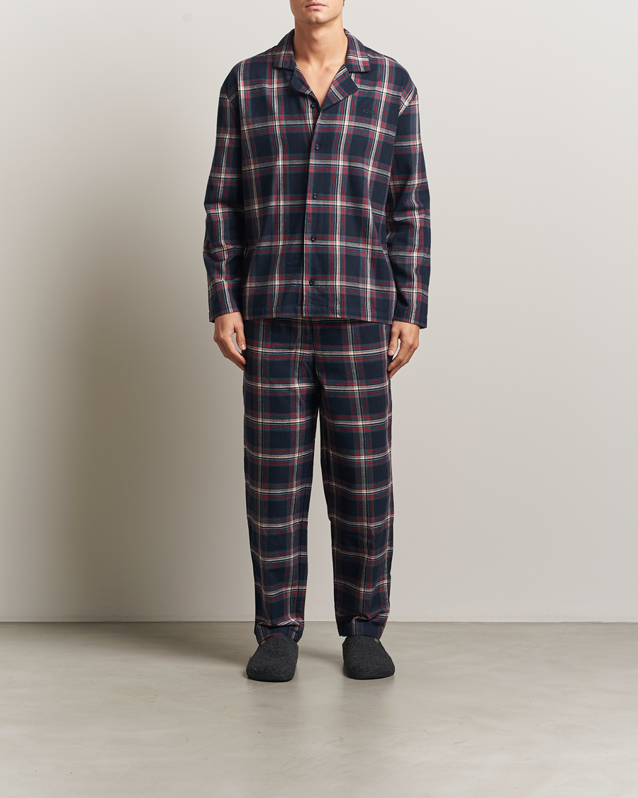Herr | Pyjamas & Morgonrockar | BOSS BLACK | Flannel Long Sleeve Pyjama Set Open Blue