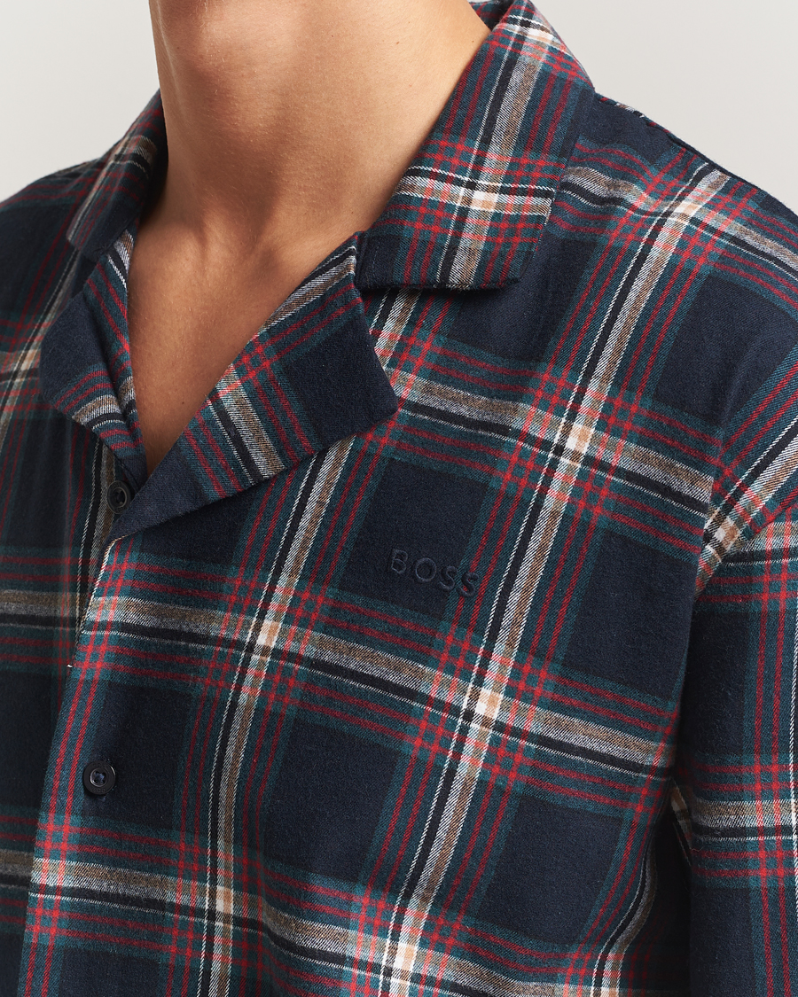 Herr | Pyjamas & Morgonrockar | BOSS BLACK | Flannel Long Sleeve Pyjama Set Open Blue