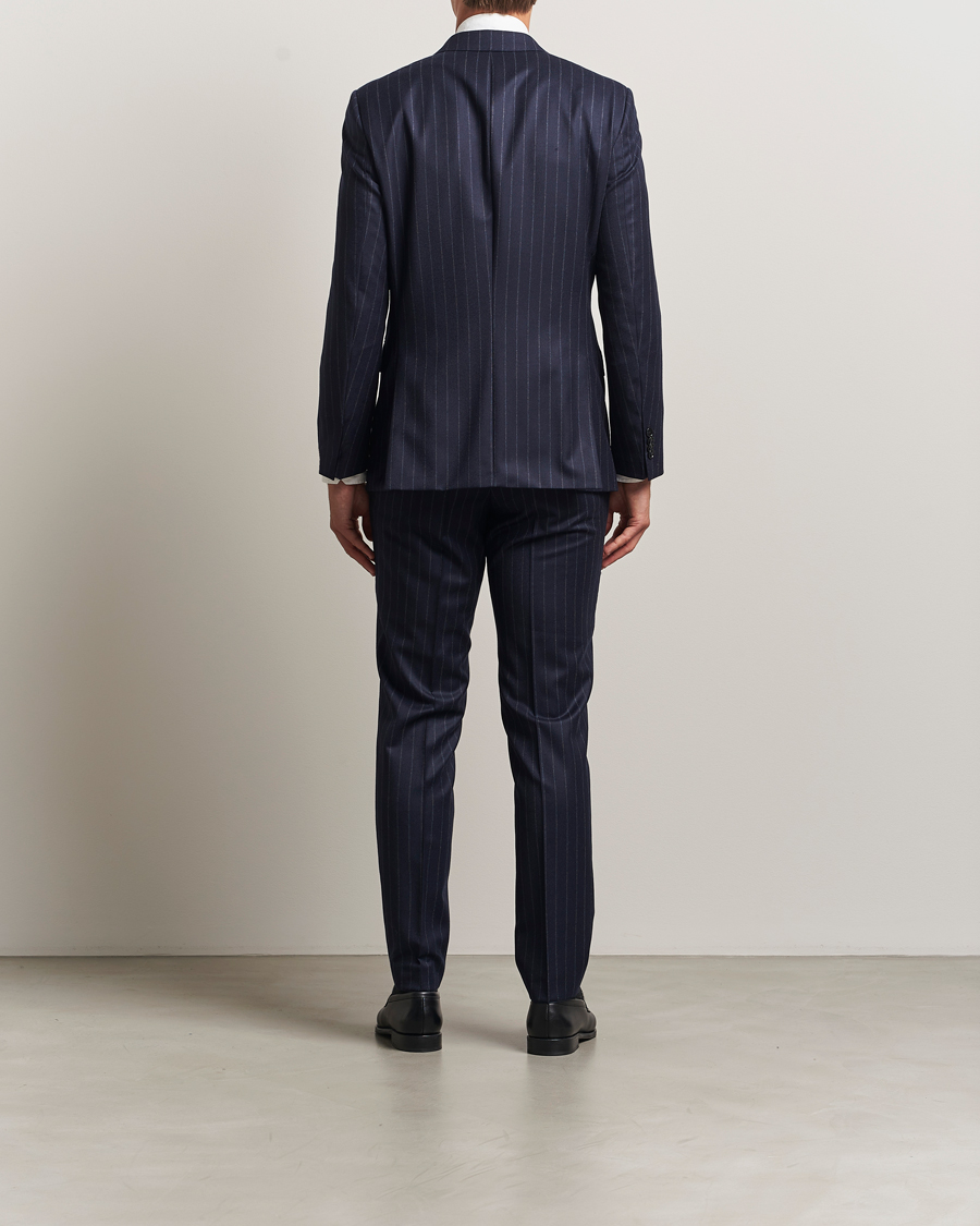Herr | Kostymer | BOSS BLACK | Huge Wool Double Breasted Pinstriped Suit Dark Blue