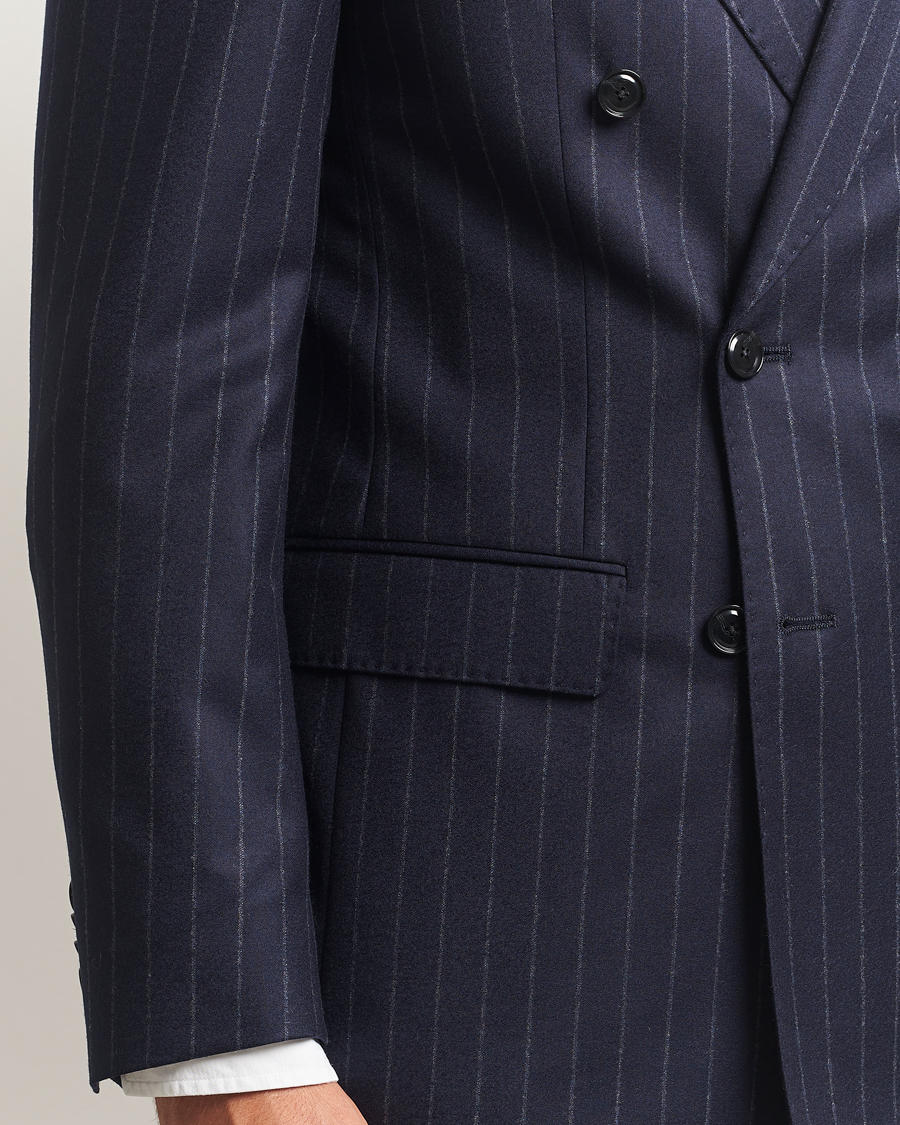 Herr | Kostymer | BOSS BLACK | Huge Wool Double Breasted Pinstriped Suit Dark Blue