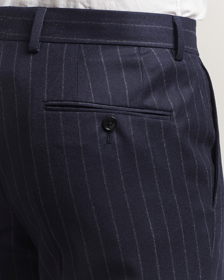 Herr | Kostymer | BOSS BLACK | Huge Wool Double Breasted Pinstriped Suit Dark Blue