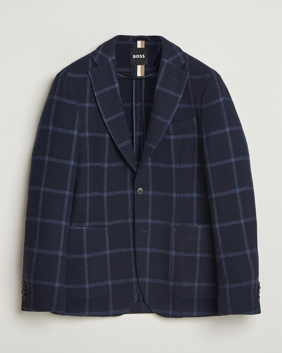 Herr | Kavajer | BOSS BLACK | Hanry Wool Checked Blazer Dark Blue
