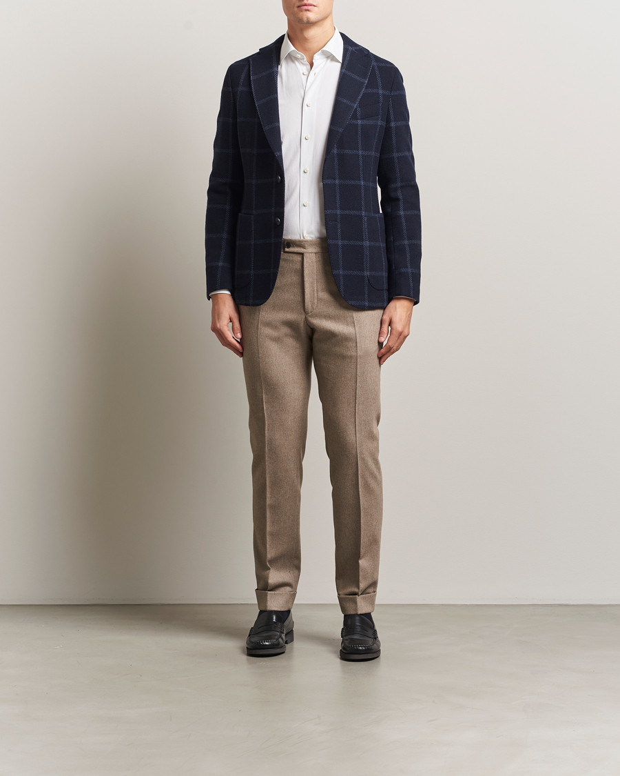 Herr | Kavajer | BOSS BLACK | Hanry Wool Checked Blazer Dark Blue