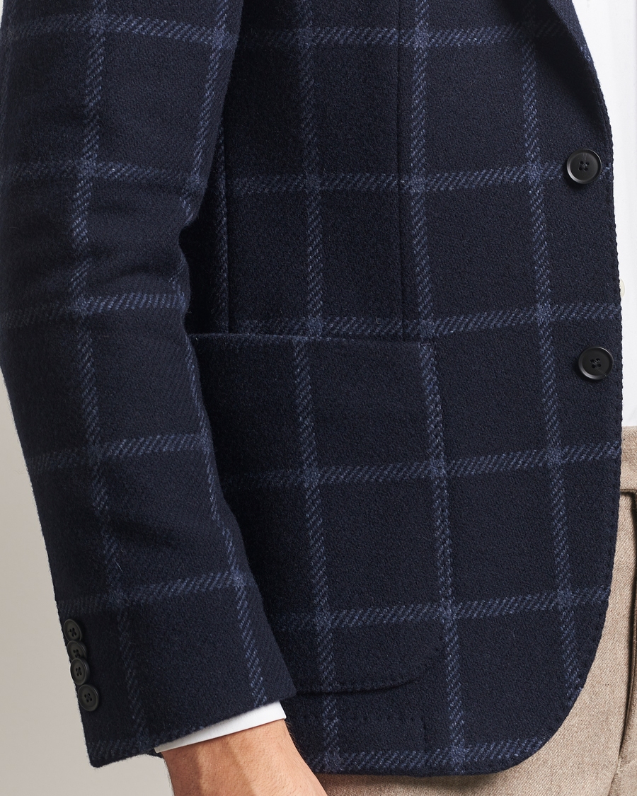Herr | Kavajer | BOSS BLACK | Hanry Wool Checked Blazer Dark Blue