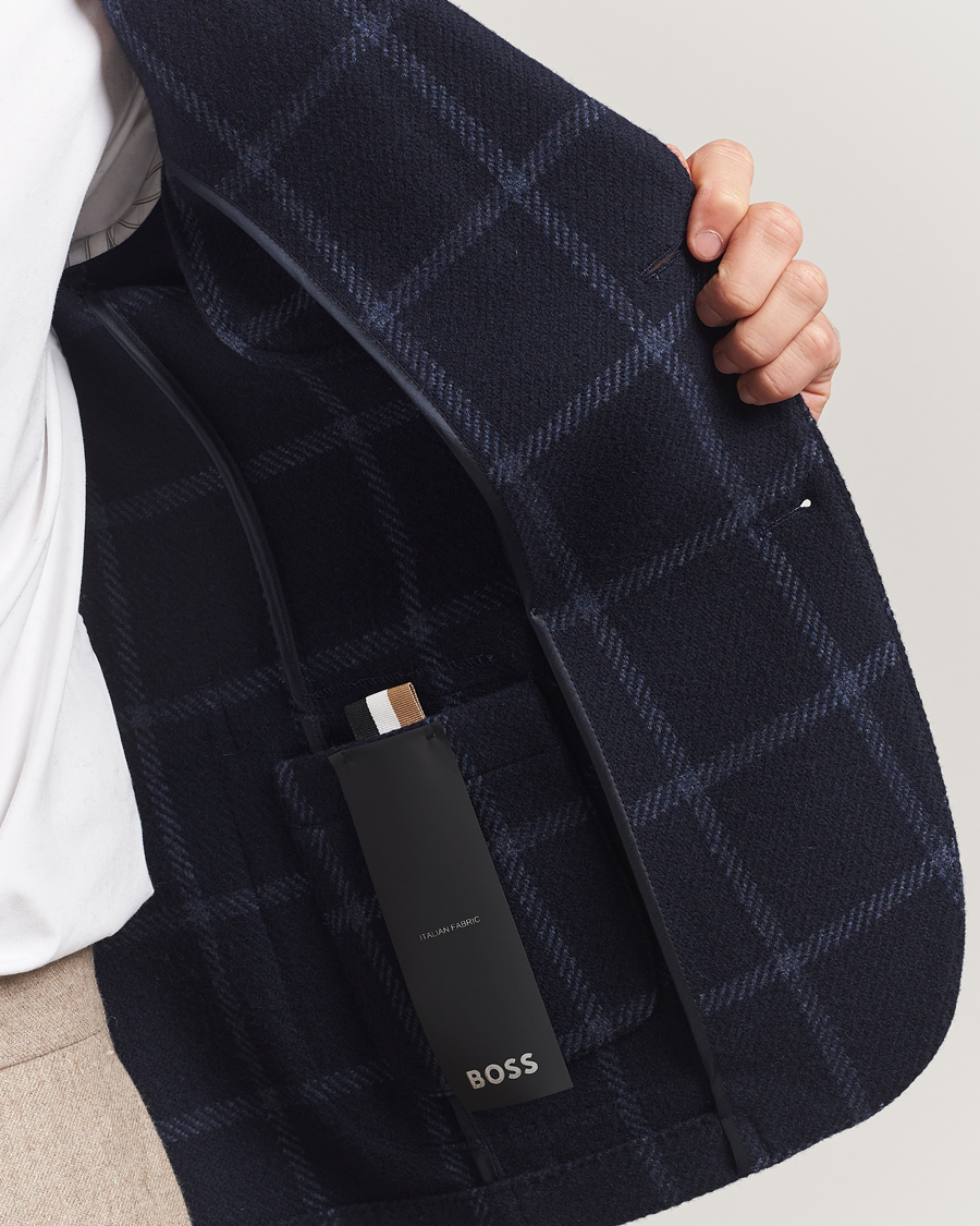 Herr | Kavajer | BOSS BLACK | Hanry Wool Checked Blazer Dark Blue