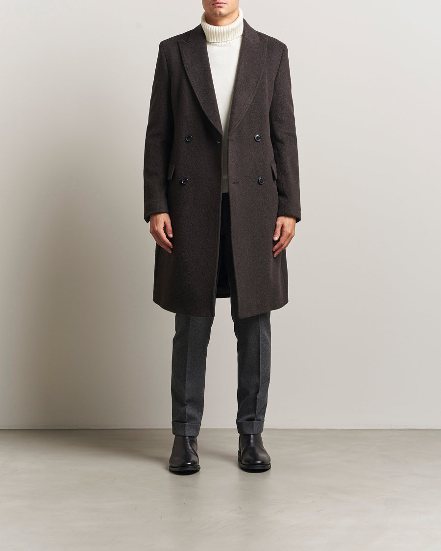 Herr | Jackor | BOSS BLACK | Hyde Wool/Alpaca Double Breasted Coat Dark Brown