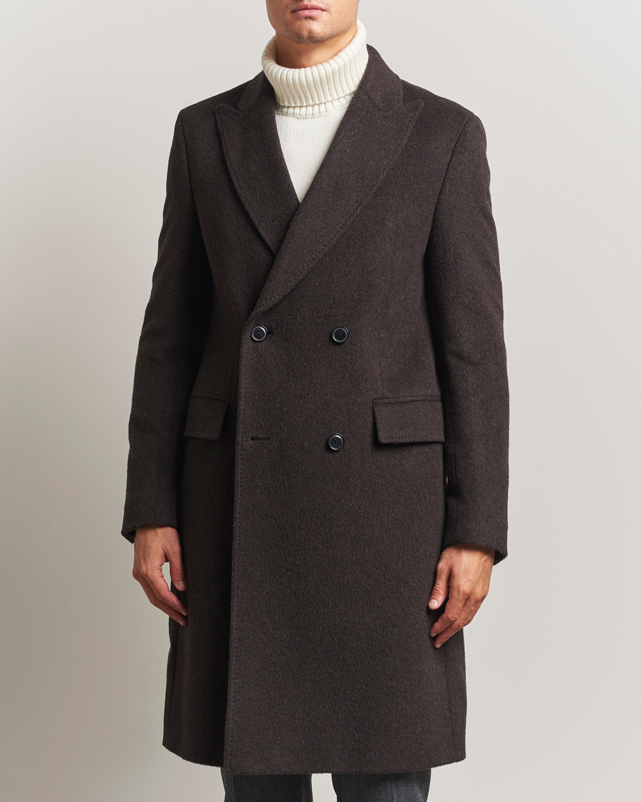 Herr | Jackor | BOSS BLACK | Hyde Wool/Alpaca Double Breasted Coat Dark Brown