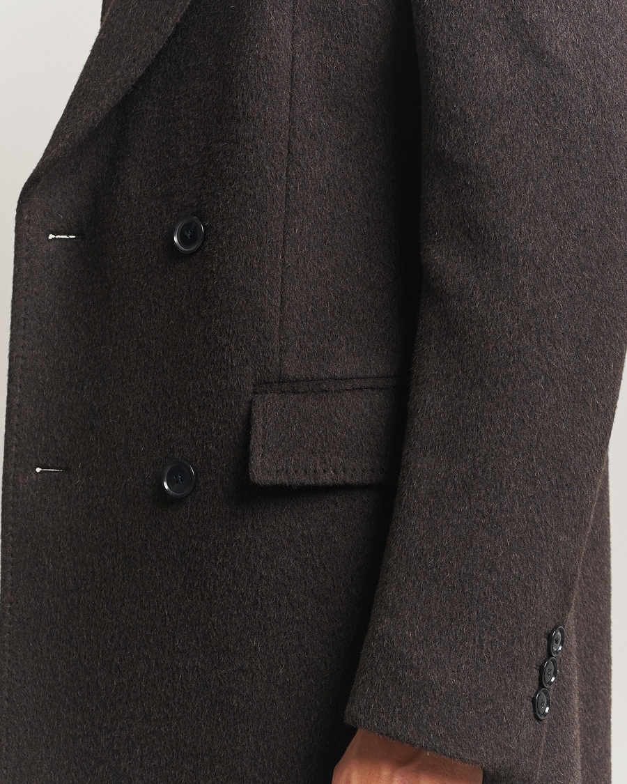 Herr | Jackor | BOSS BLACK | Hyde Wool/Alpaca Double Breasted Coat Dark Brown