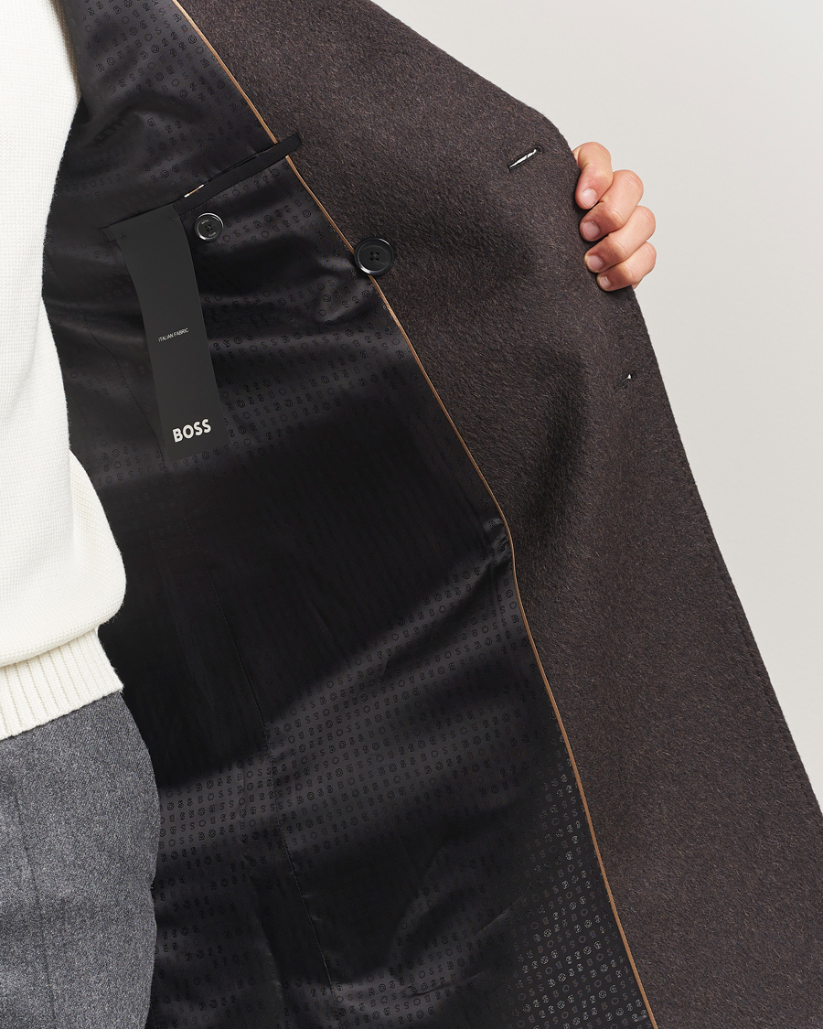 Herr | Jackor | BOSS BLACK | Hyde Wool/Alpaca Double Breasted Coat Dark Brown