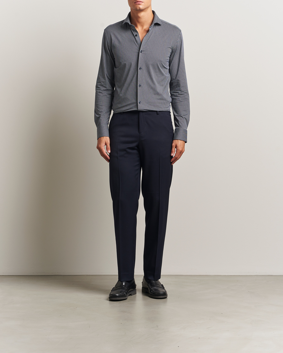 Herr | Skjortor | BOSS BLACK | Hank 4-Way Printed Stretch Shirt Dark Blue