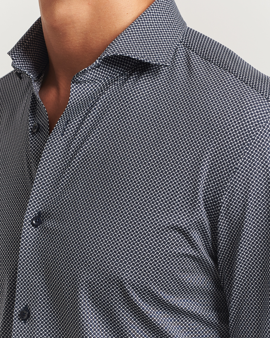Herr | Skjortor | BOSS BLACK | Hank 4-Way Printed Stretch Shirt Dark Blue