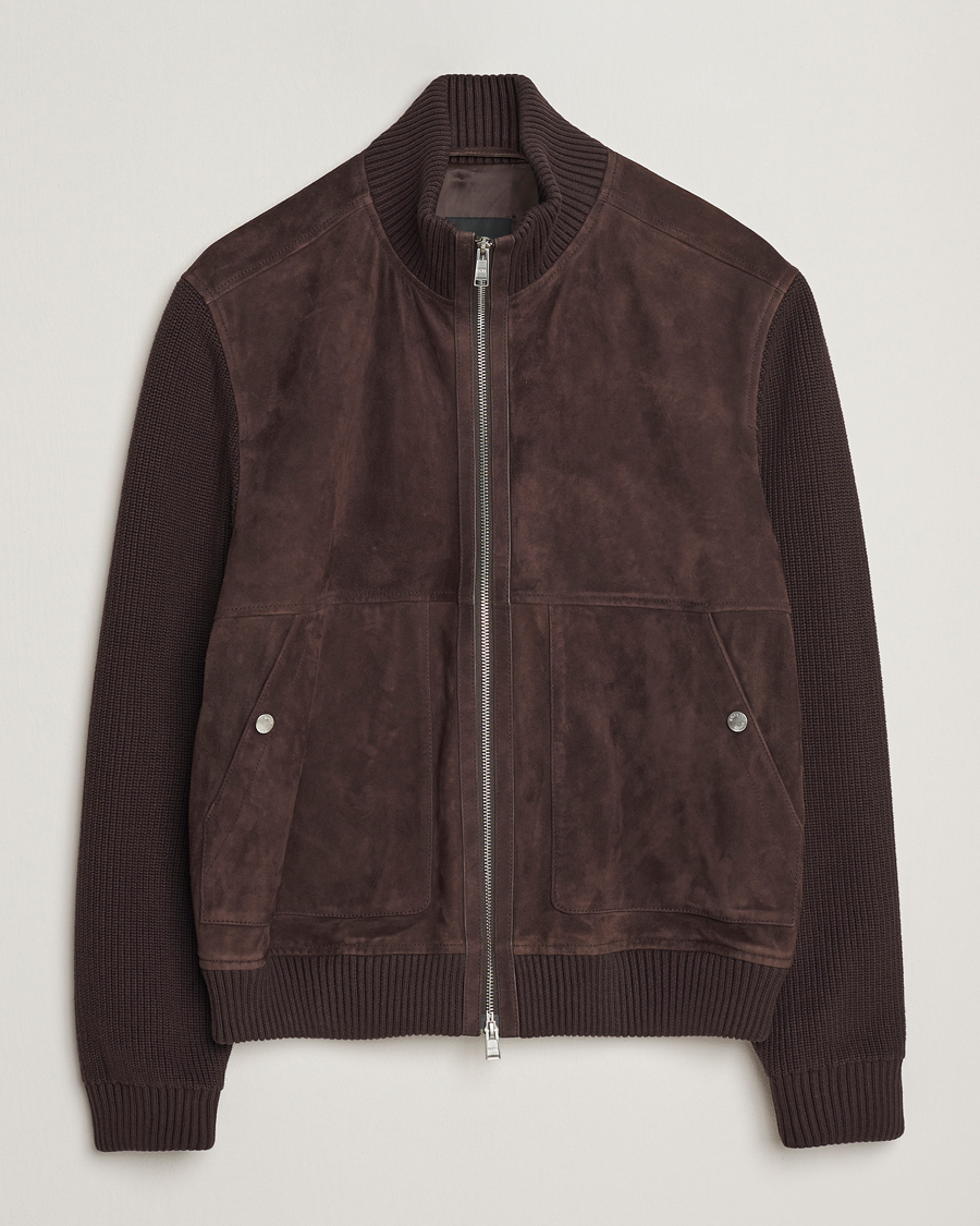 Herr | Jackor | BOSS BLACK | Maparo Leather Hybrid Jacket Dark Brown