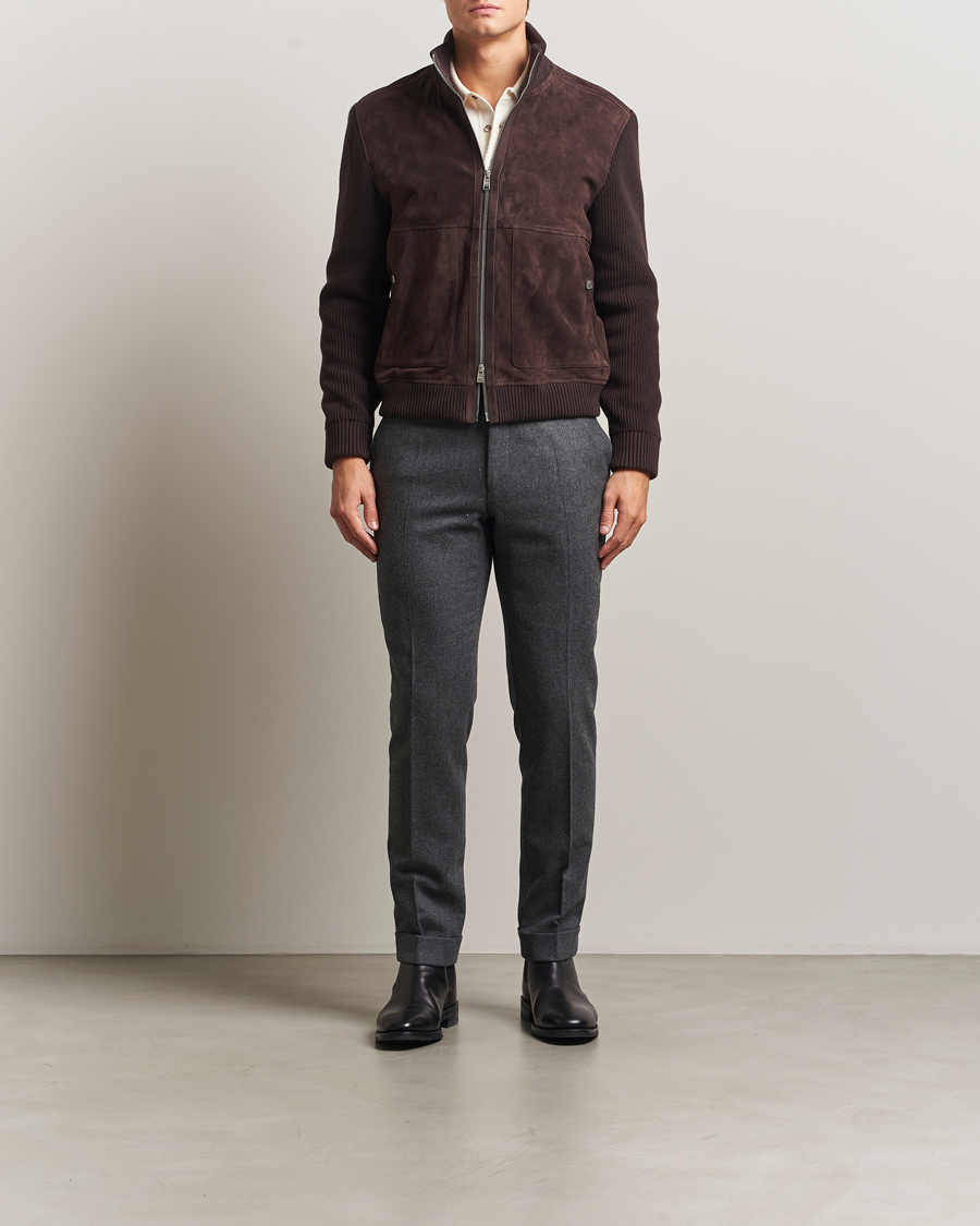Herr | Jackor | BOSS BLACK | Maparo Leather Hybrid Jacket Dark Brown