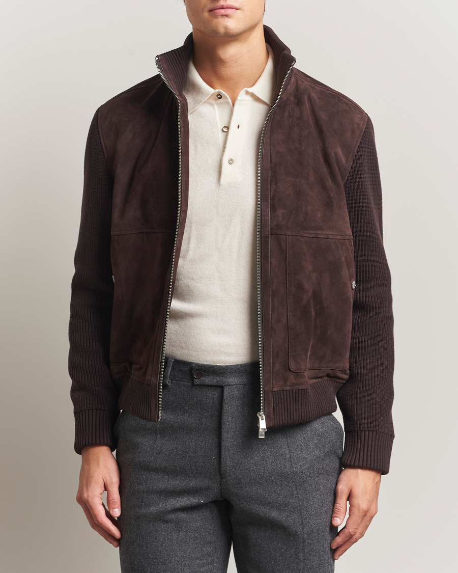Herr | Jackor | BOSS BLACK | Maparo Leather Hybrid Jacket Dark Brown