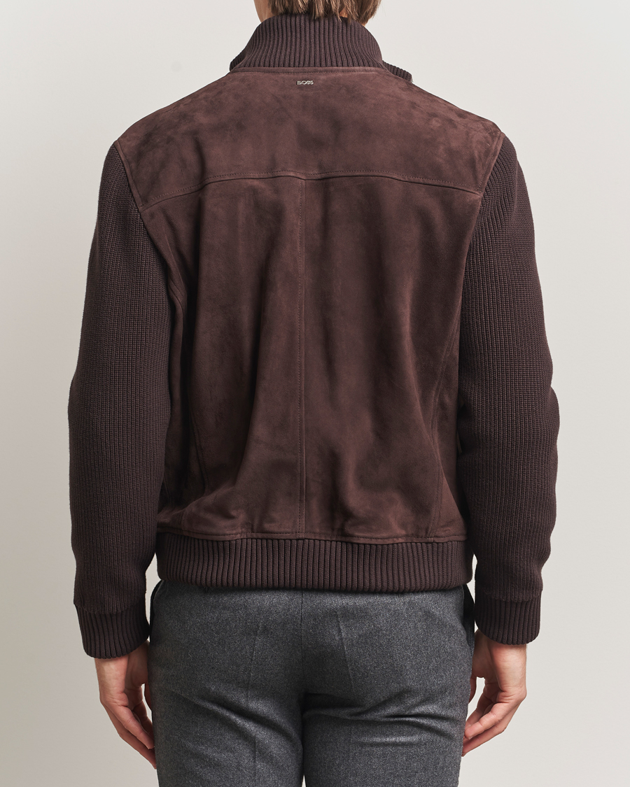 Herr | Jackor | BOSS BLACK | Maparo Leather Hybrid Jacket Dark Brown